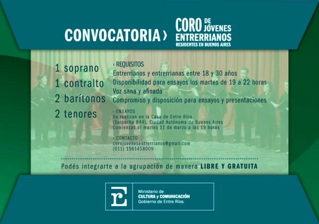 Coro de Jóvenes Entrerrianos Residentes en Buenos Aires: nueva convocatoria